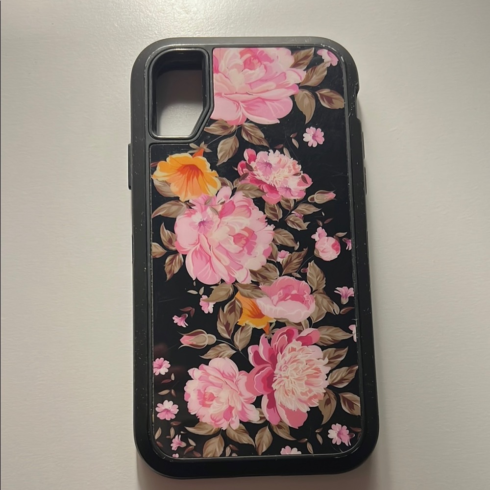 Floral Black Phone Case- iPhone X/Xs